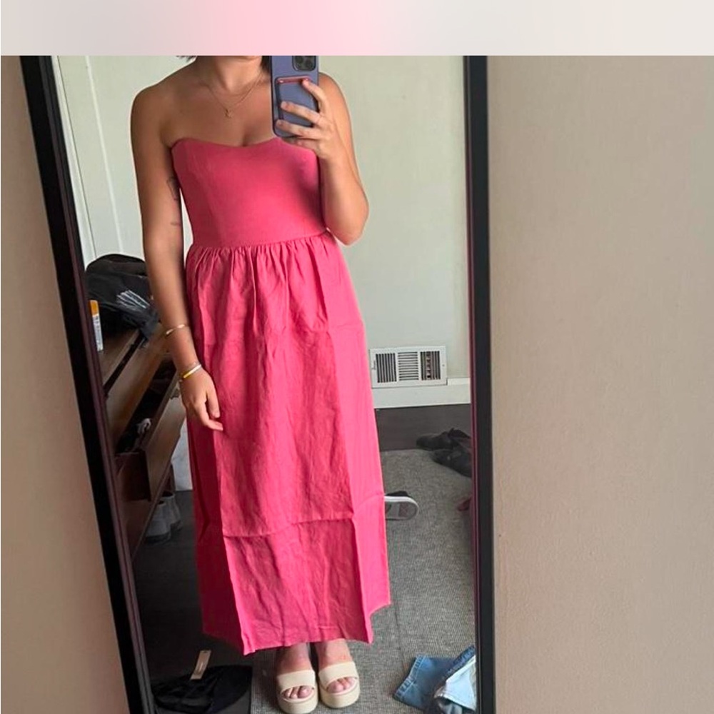 Reformation Strapless Pink Maxi Dress